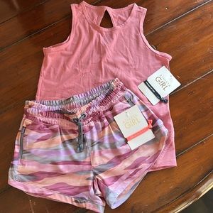 NWT Athleta Girl tank & shorts Size S/7 girls. Both items include a hair tie!